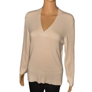 Cullen Sweater Vneck Cream White Size Medium